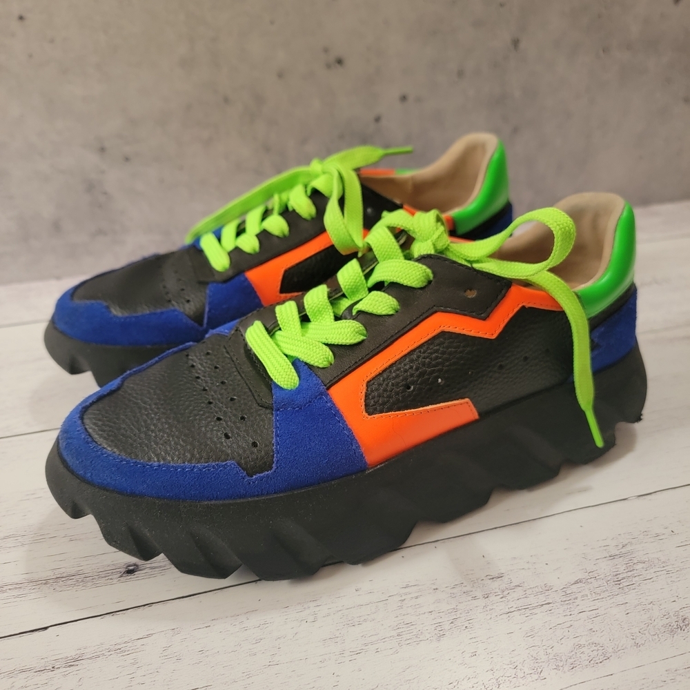 Bold Women's Sneakers with Neon Green Laces